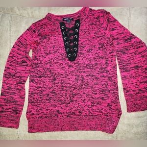 Girls Limited Too pink and black sweater S 7/8